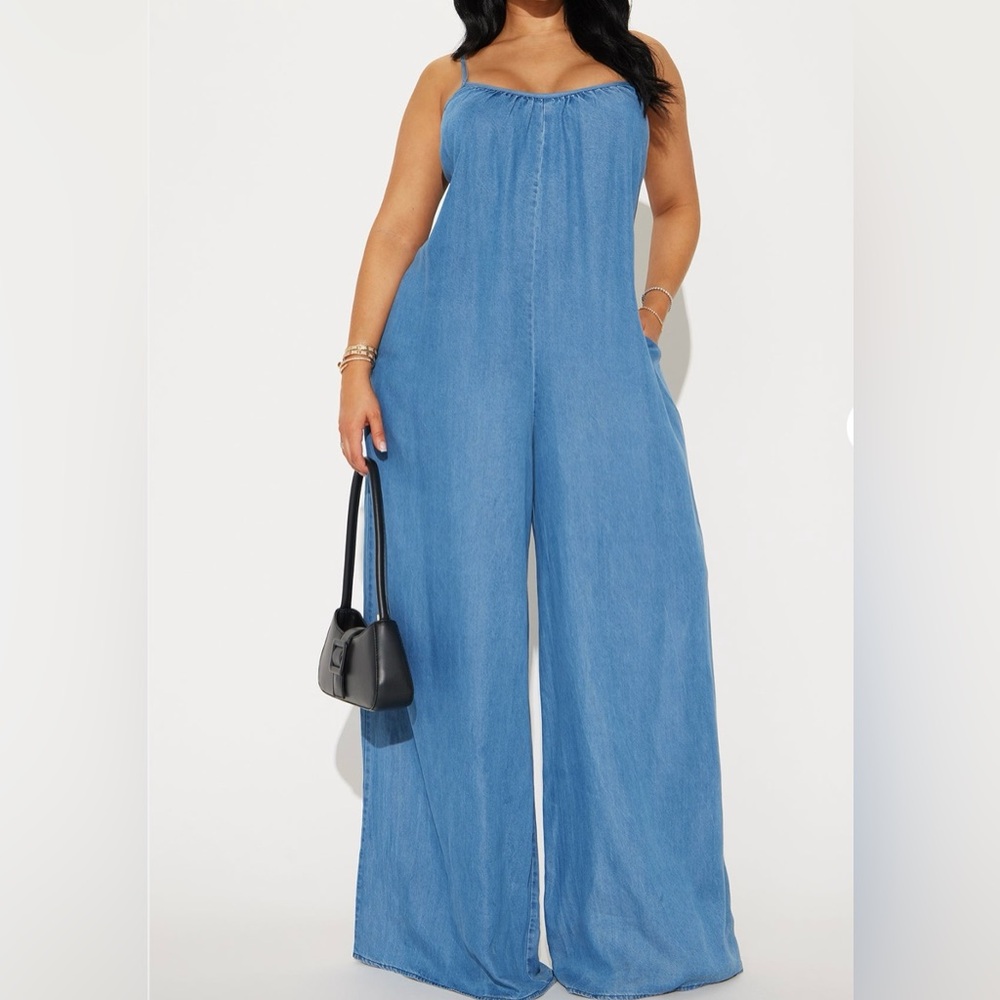Fashion Nova Blue Denim Jumpsuit